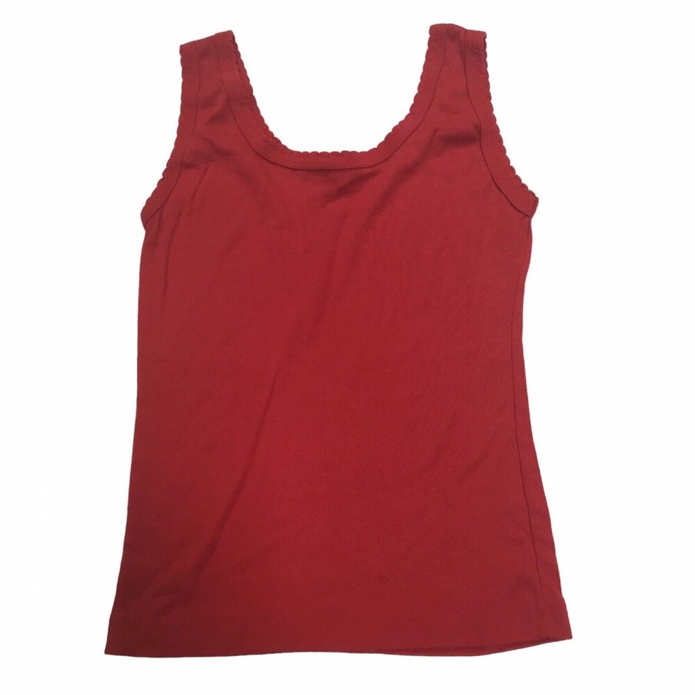 VTG 70s Tank Top Womens Red Cami Knit Patriotic Grunge Granola Girl Erika S M